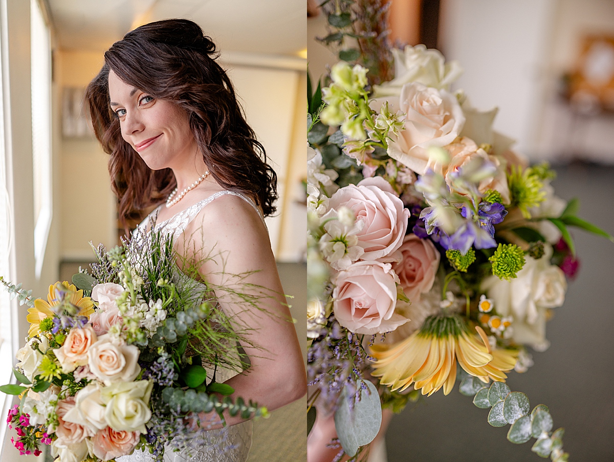 Close up photo of the bride's bouquet of flowers.